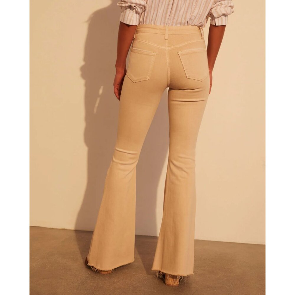 High Rise Flare Frayed Hem Jeans in Beige size 26 - Picture 2 of 6
